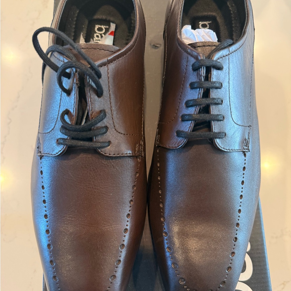 Bar III Brown Leather Lace-Up Derby Shoes